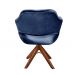 Poltrona Giratória Zara Base Madeira - Suede Azul