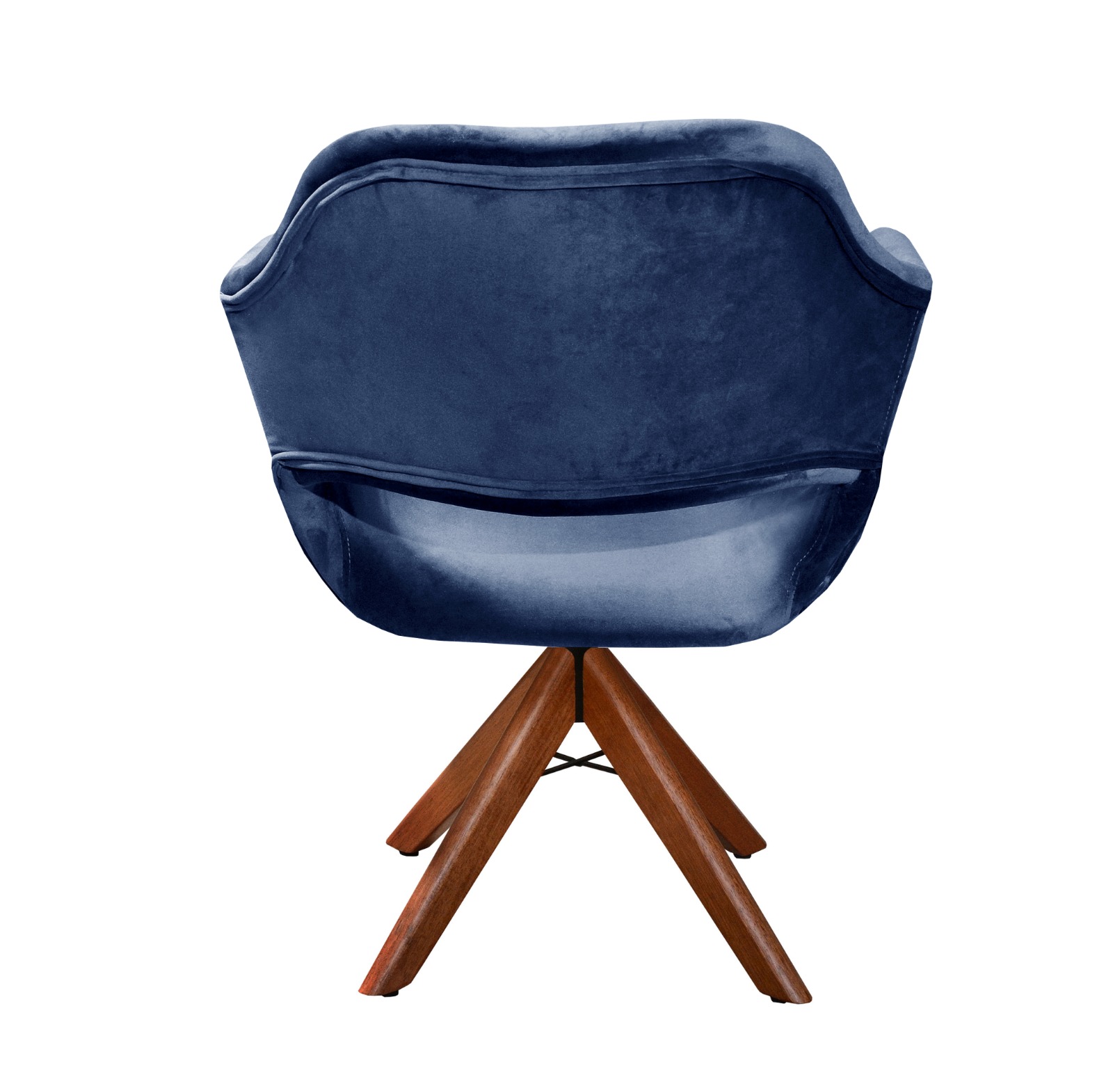 Poltrona Giratória Zara Base Madeira - Suede Azul