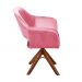 Poltrona Giratória Zara Base Madeira - Suede Rosa