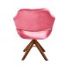 Poltrona Giratória Zara Base Madeira - Suede Rosa