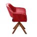 Poltrona Giratória Zara Base Madeira - Suede Vermelho