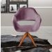 Poltrona Giratória Zara Base Madeira - Veludo Roxo