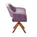 Poltrona Giratória Zara Base Madeira - Veludo Roxo