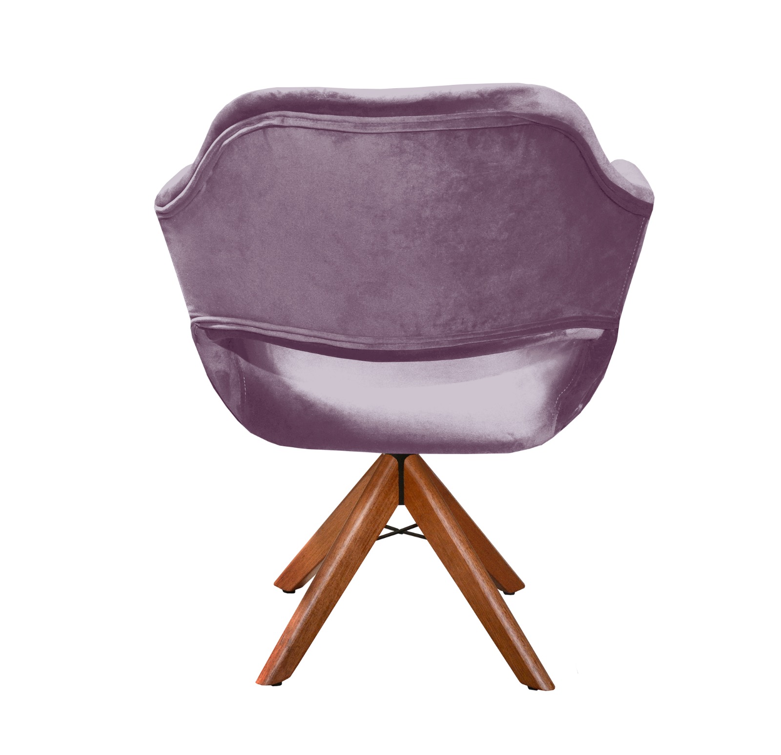 Poltrona Giratória Zara Base Madeira - Veludo Roxo