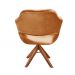 Poltrona Giratória Zara Base Madeira - Veludo Terracota