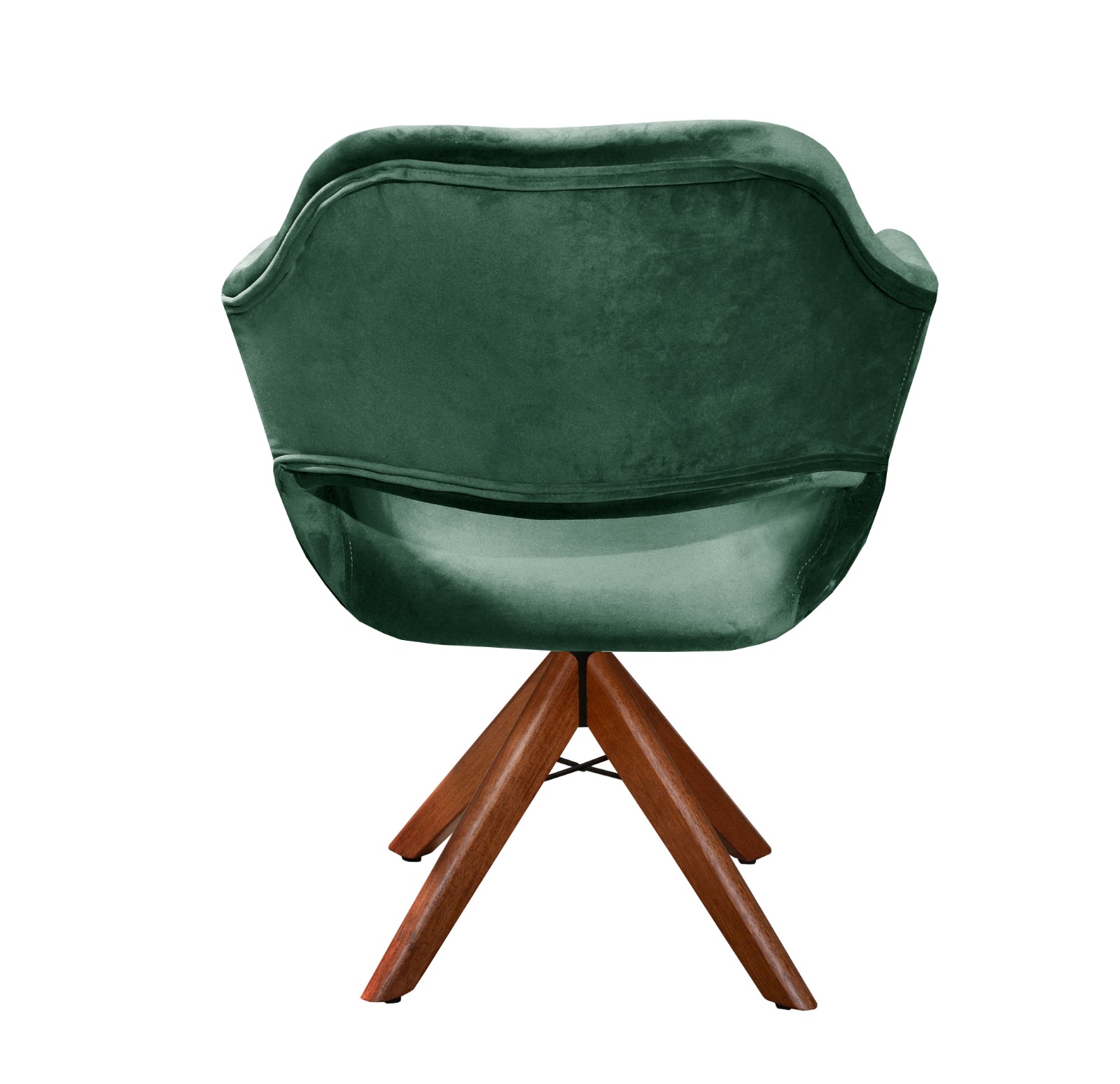 Poltrona Giratória Zara Base Madeira - Veludo Verde