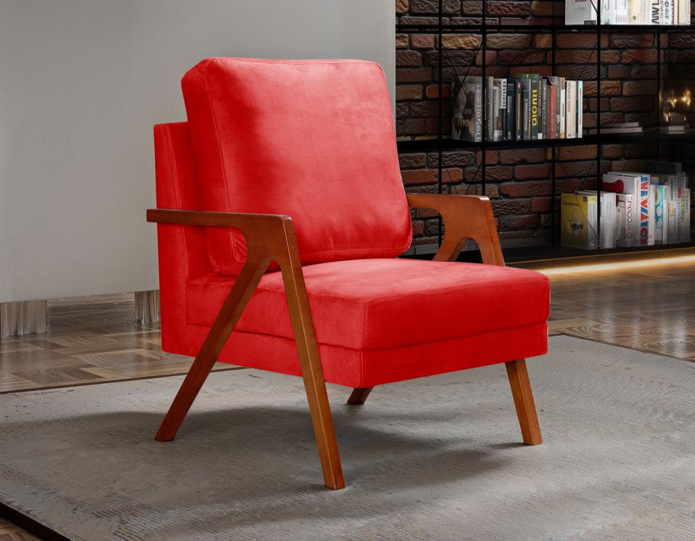Poltrona Kiara Cor:Suede Vermelho 100