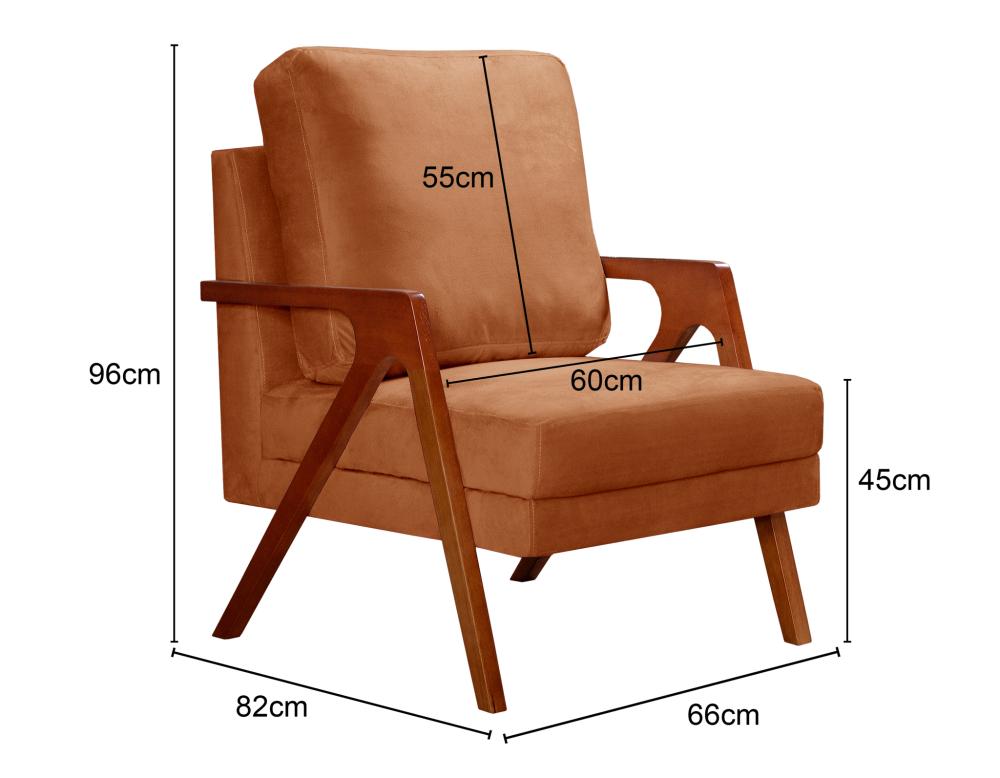 Poltrona Kiara Cor:Veludo Terracota 400