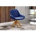 Poltrona Lua Botonê Pé Giratório De Madeira - Suede Azul Marinho