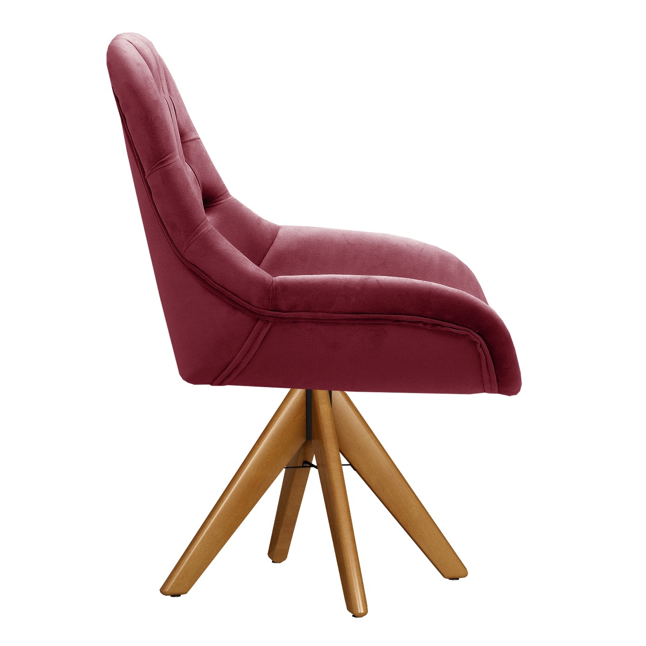 Poltrona Lua Botonê Pé Giratório De Madeira - Suede Bordô