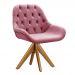 Poltrona Lua Botonê Pé Giratório De Madeira - Suede Rosa