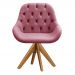 Poltrona Lua Botonê Pé Giratório De Madeira - Suede Rosa