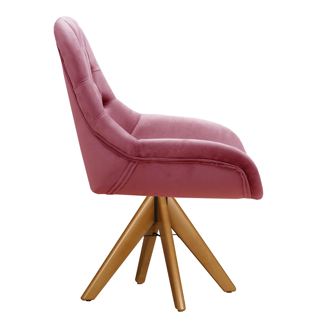 Poltrona Lua Botonê Pé Giratório De Madeira - Suede Rosa