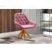 Poltrona Lua Botonê Pé Giratório De Madeira - Suede Rosa