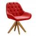 Poltrona Lua Botonê Pé Giratório De Madeira - Suede Vermelho