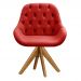 Poltrona Lua Botonê Pé Giratório De Madeira - Suede Vermelho