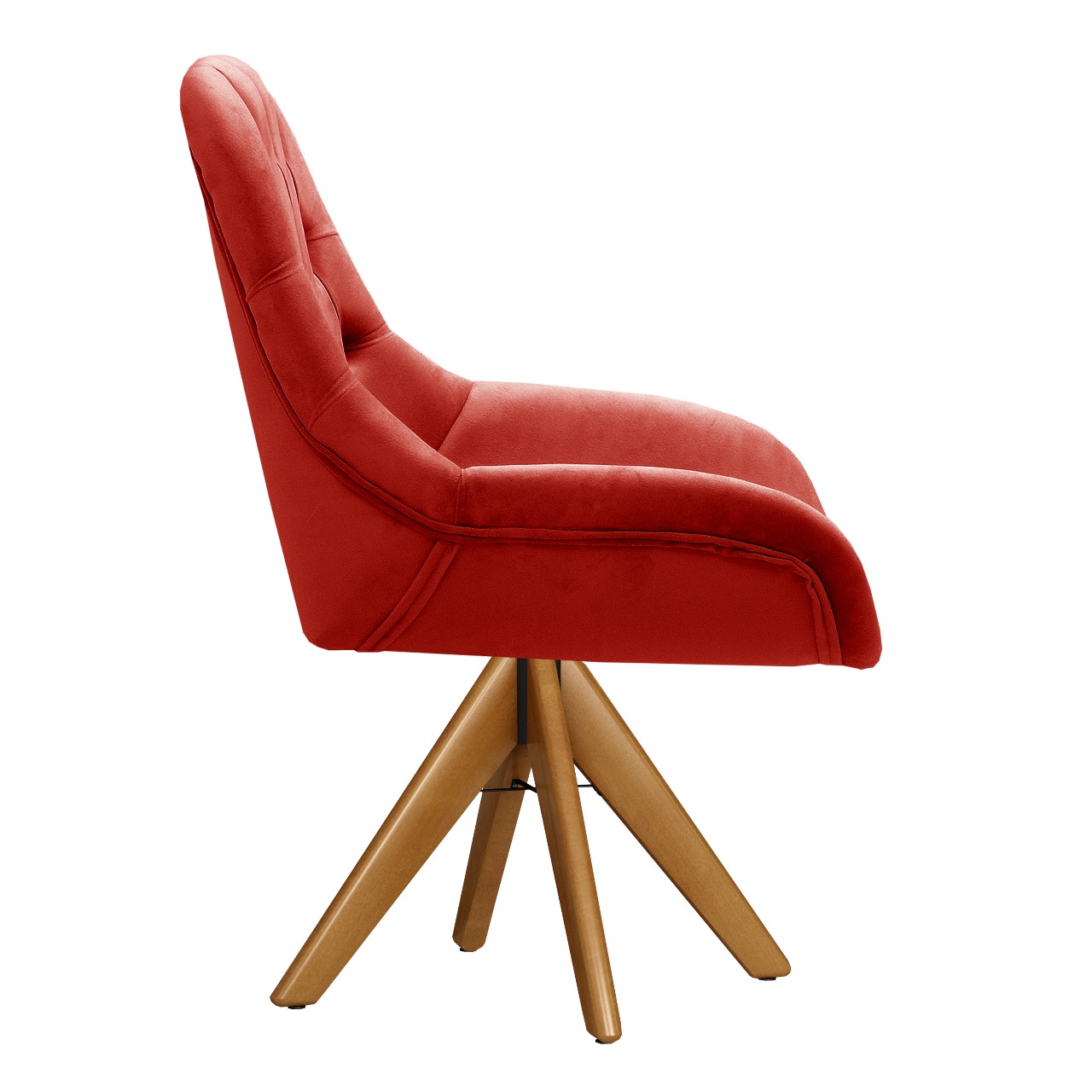 Poltrona Lua Botonê Pé Giratório De Madeira - Suede Vermelho
