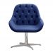 Poltrona Lua Botonê Pé Giratório De Metal - Suede Azul Marinho