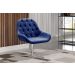 Poltrona Lua Botonê Pé Giratório De Metal - Suede Azul Marinho