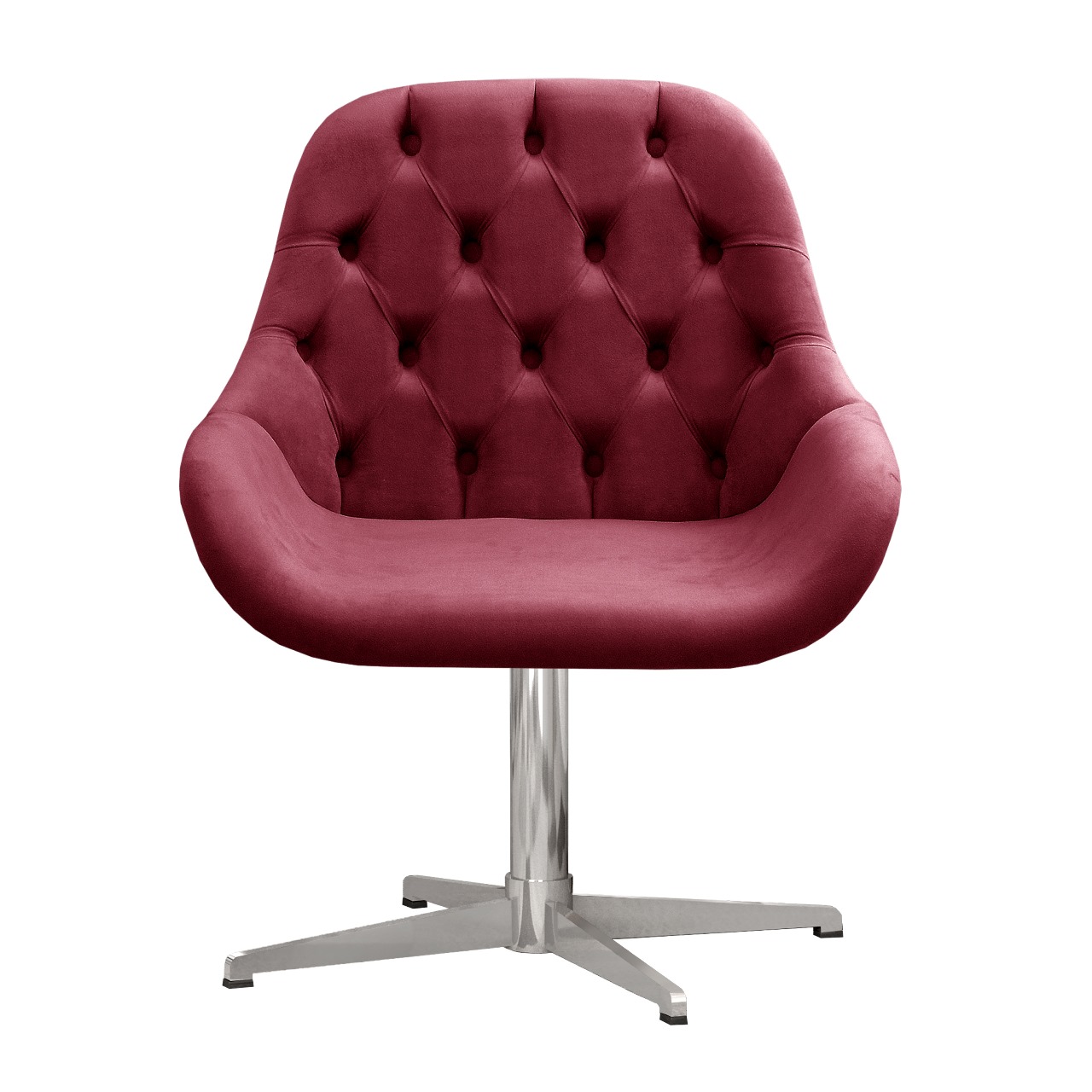 Poltrona Lua Botonê Pé Giratório De Metal - Suede Bordô