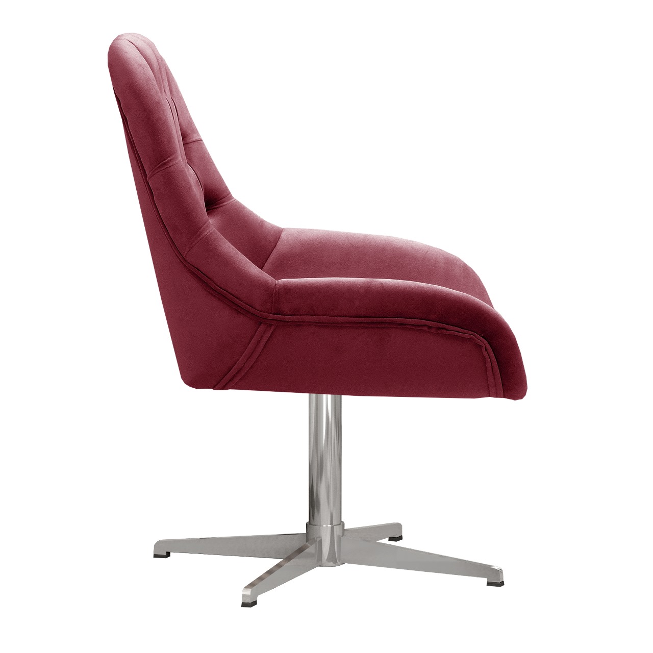 Poltrona Lua Botonê Pé Giratório De Metal - Suede Bordô