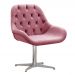 Poltrona Lua Botonê Pé Giratório De Metal - Suede Rosa
