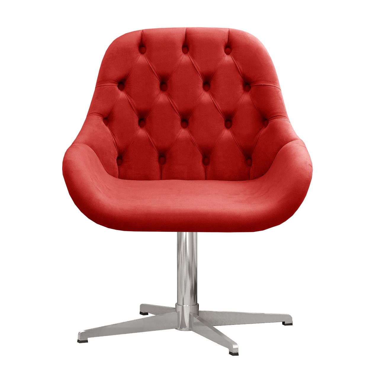 Poltrona Lua Botonê Pé Giratório De Metal - Suede Vermelho