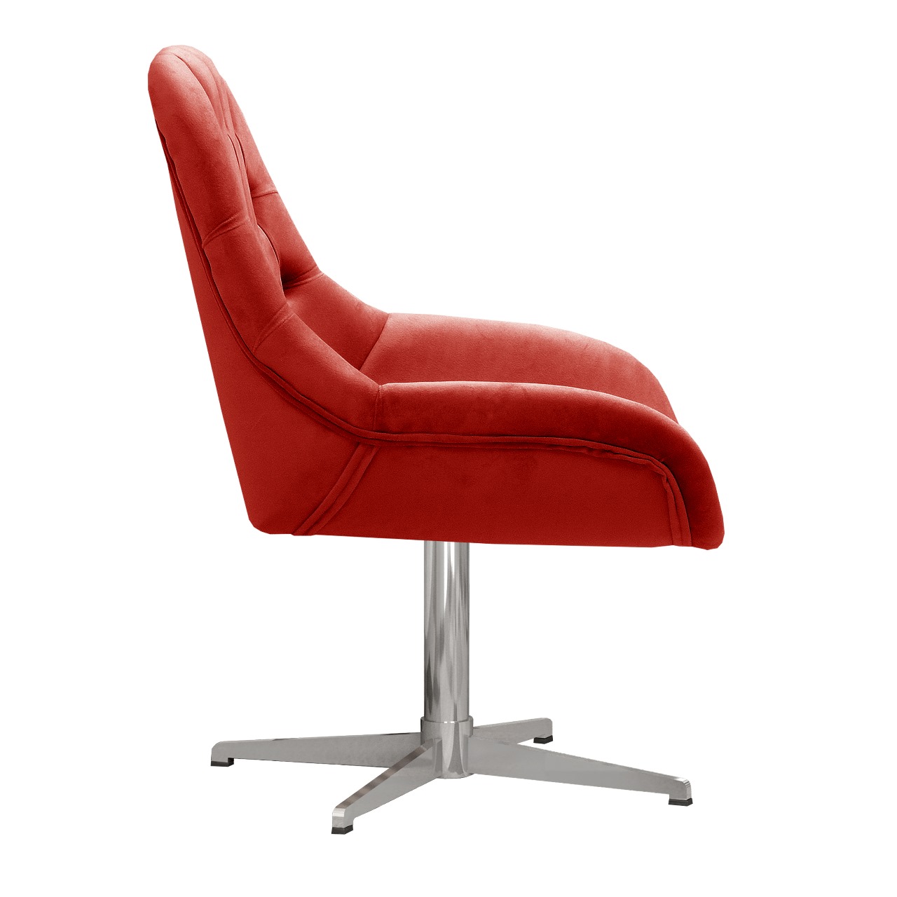 Poltrona Lua Botonê Pé Giratório De Metal - Suede Vermelho