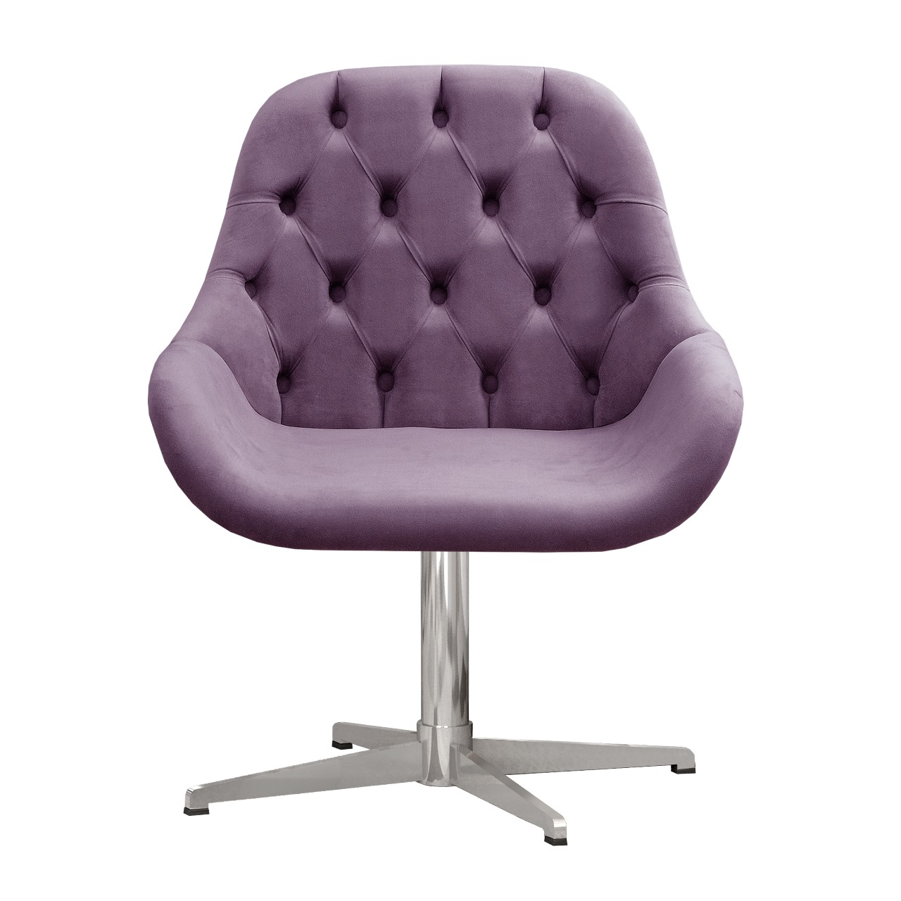 Poltrona Lua Botonê Pé Giratório De Metal - Veludo Roxo
