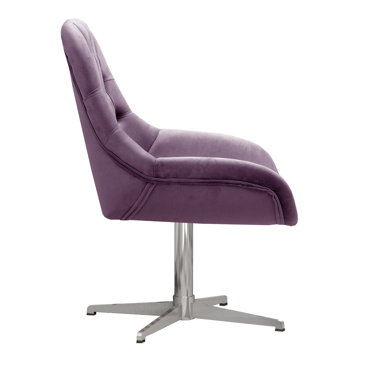Poltrona Lua Botonê Pé Giratório De Metal - Veludo Roxo