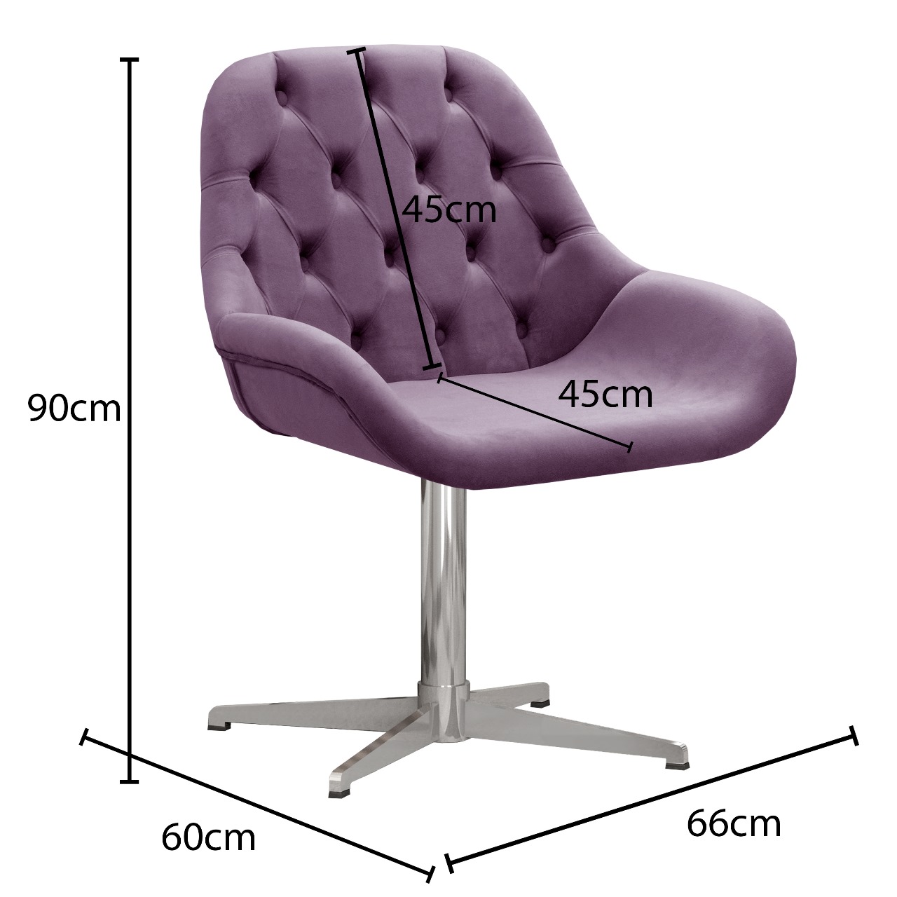 Poltrona Lua Botonê Pé Giratório De Metal - Veludo Roxo