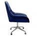 Poltrona Lua Botonê Pé Giratório Rodizio - Suede Azul Marinho
