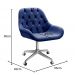 Poltrona Lua Botonê Pé Giratório Rodizio - Suede Azul Marinho