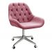 Poltrona Lua Botonê Pé Giratório Rodizio - Suede Rosa
