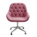 Poltrona Lua Botonê Pé Giratório Rodizio - Suede Rosa