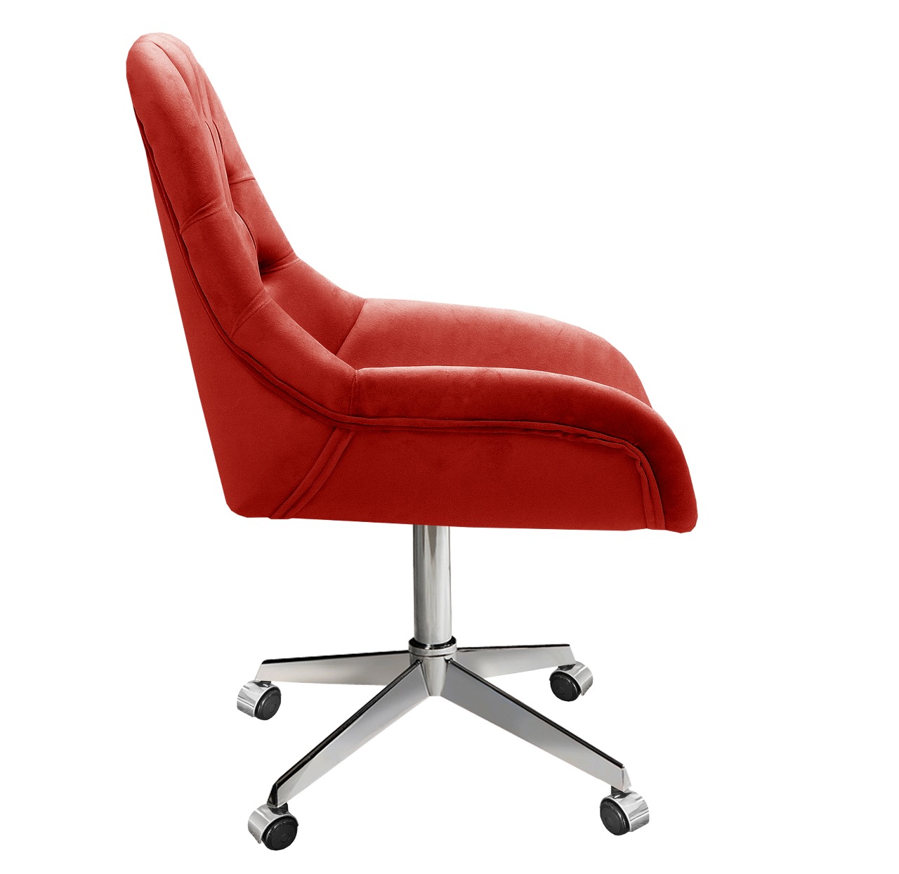 Poltrona Lua Botonê Pé Giratório Rodizio - Suede Vermelho