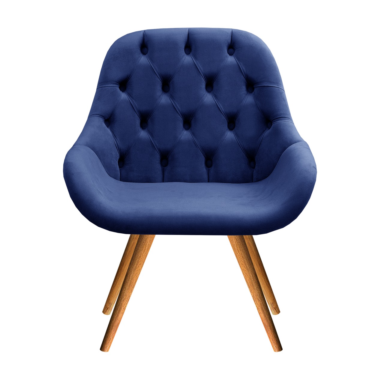 Poltrona Lua Botonê Pé Palito - Suede Azul Marinho