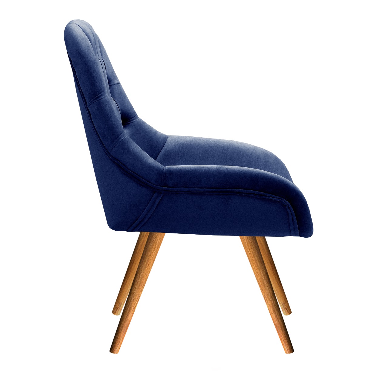 Poltrona Lua Botonê Pé Palito - Suede Azul Marinho