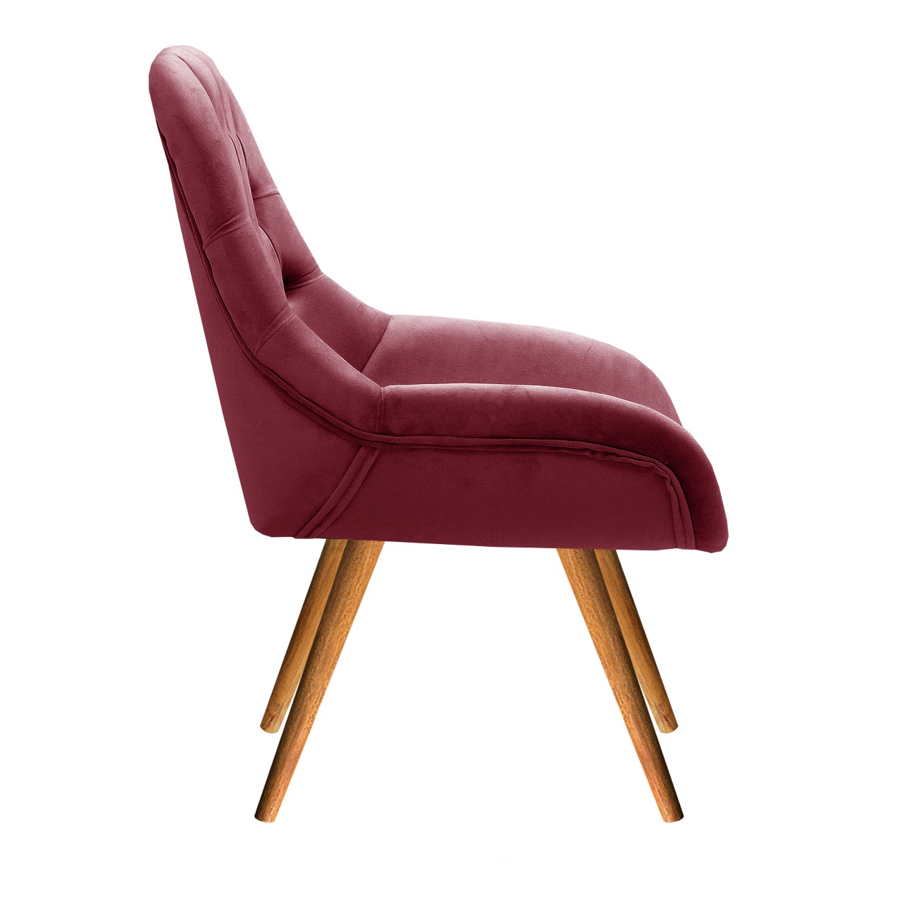 Poltrona Lua Botonê Pé Palito - Suede Bordô