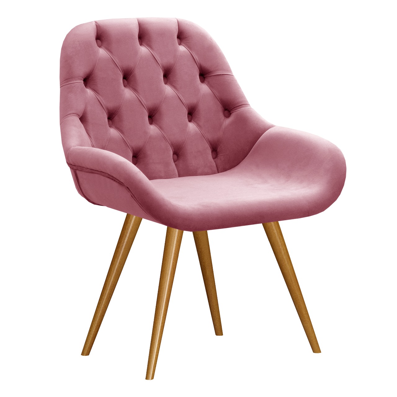 Poltrona Lua Botonê Pé Palito - Suede Rosa