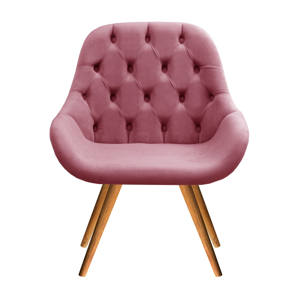 Poltrona Lua Botonê Pé Palito - Suede Rosa