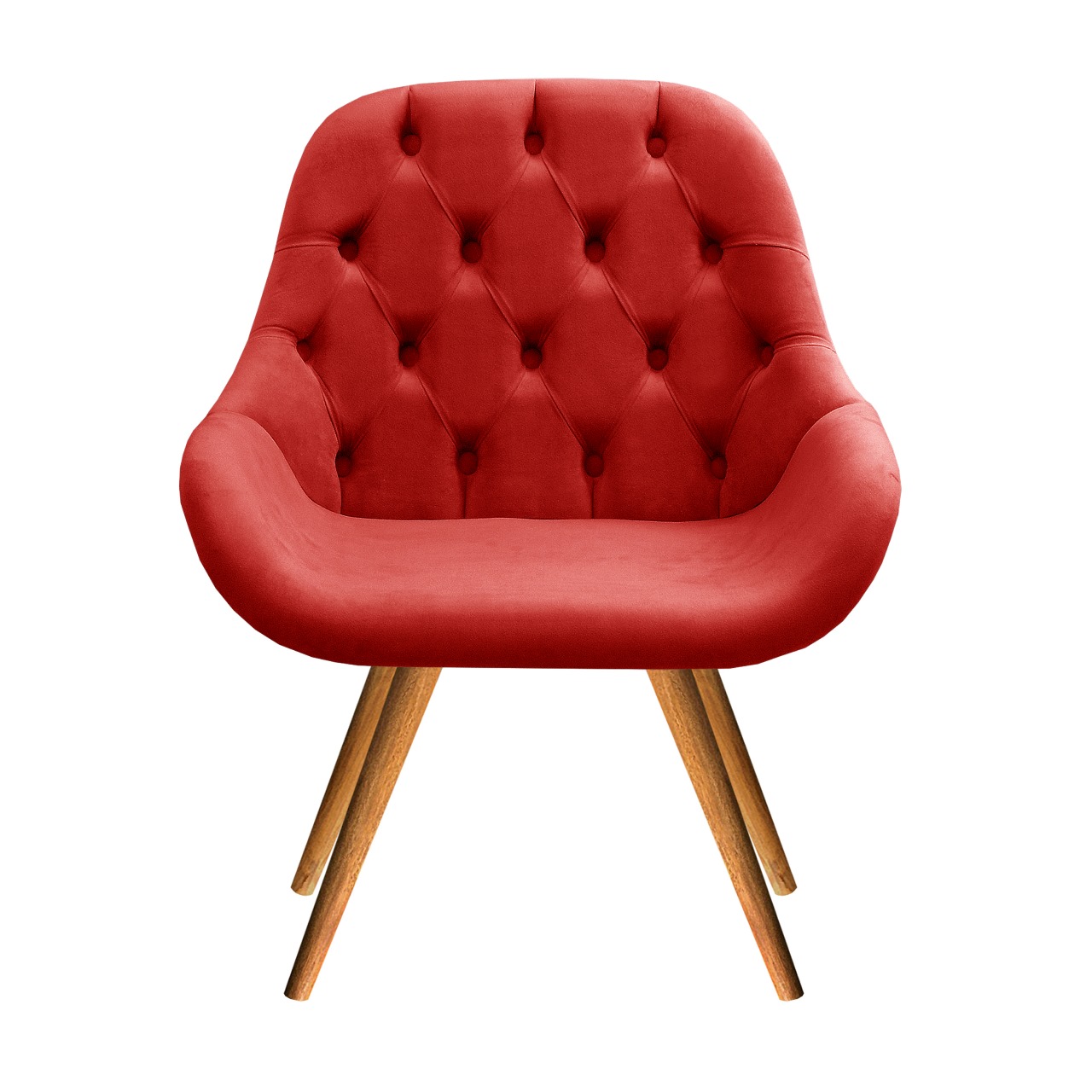 Poltrona Lua Botonê Pé Palito - Suede Vermelho