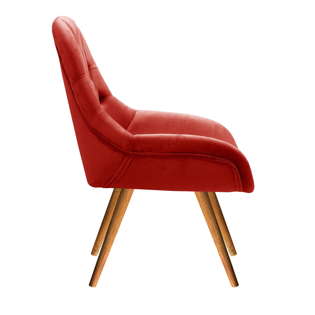 Poltrona Lua Botonê Pé Palito - Suede Vermelho