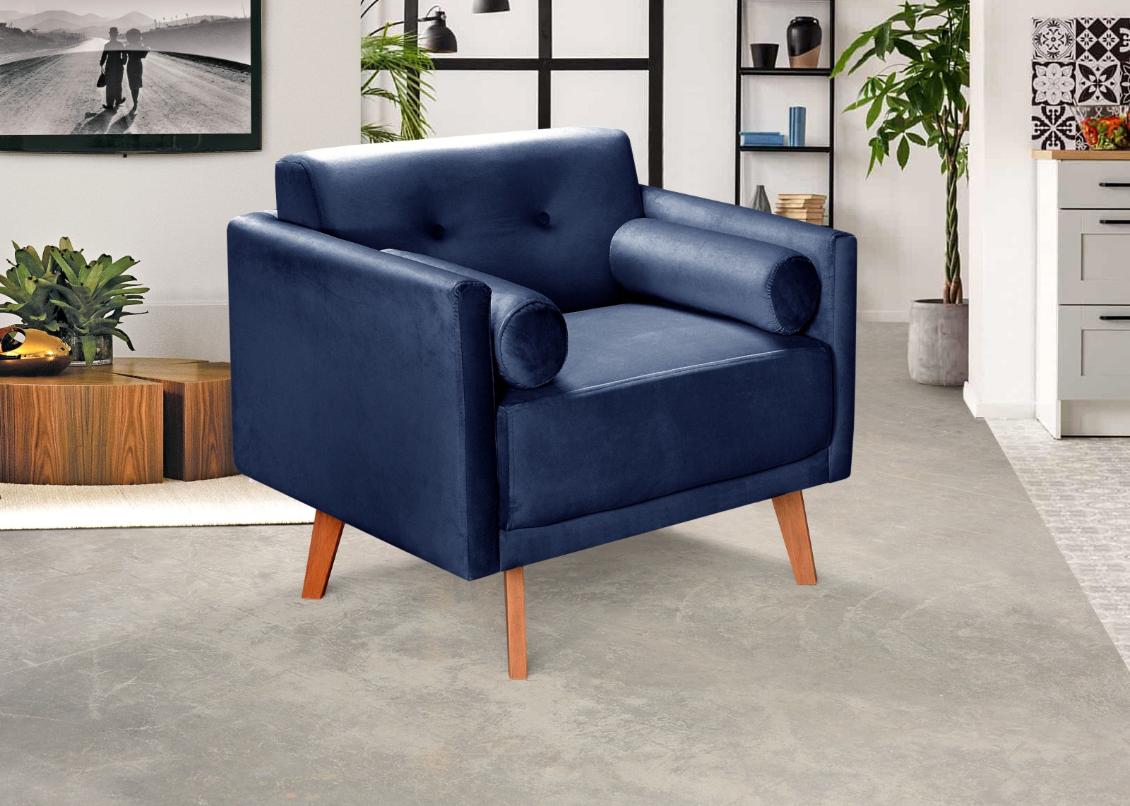 Poltrona Luma - Suede Azul