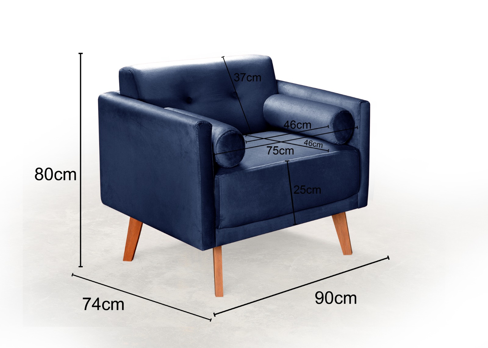 Poltrona Luma - Suede Azul