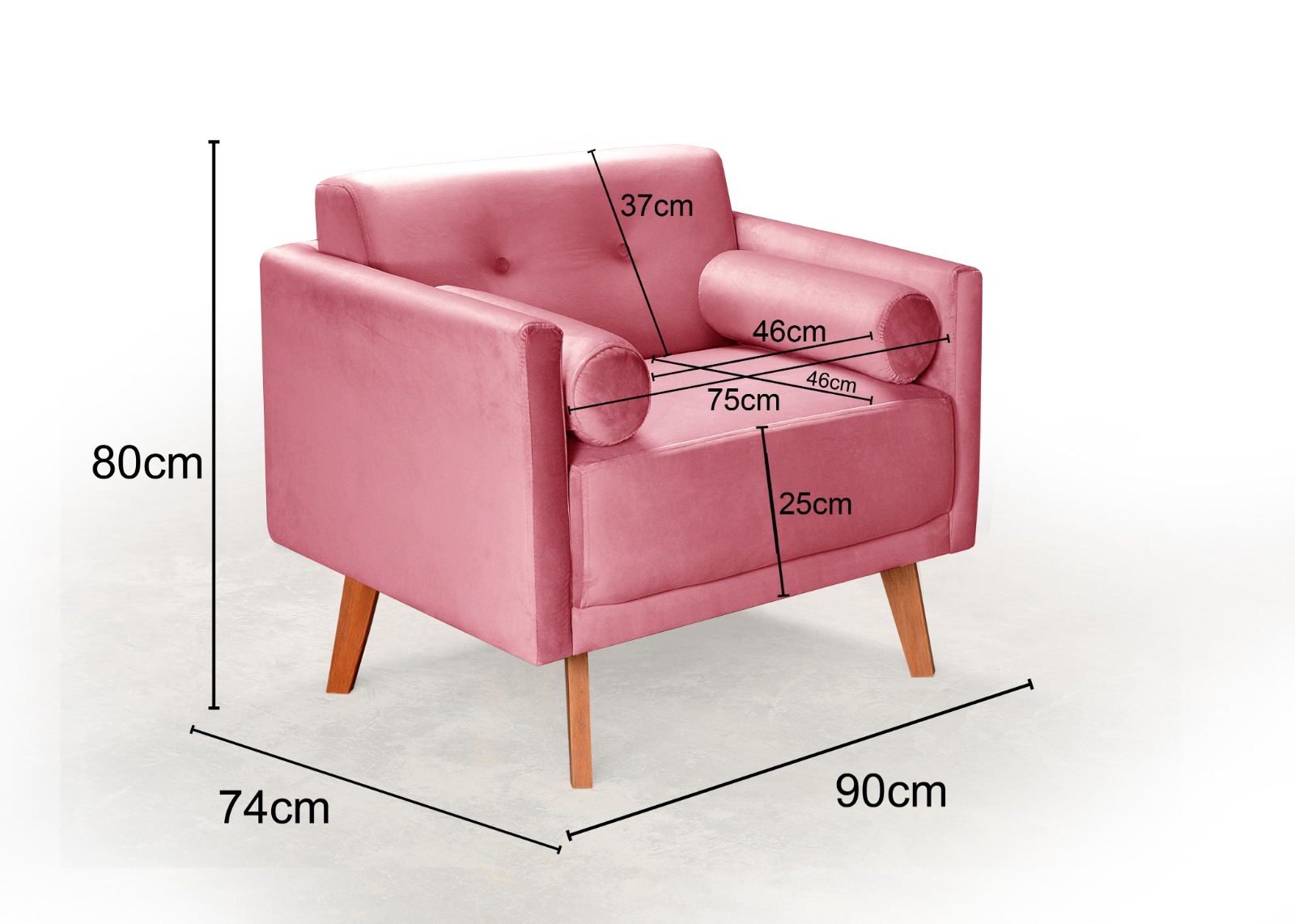Poltrona Luma - Suede Rosa