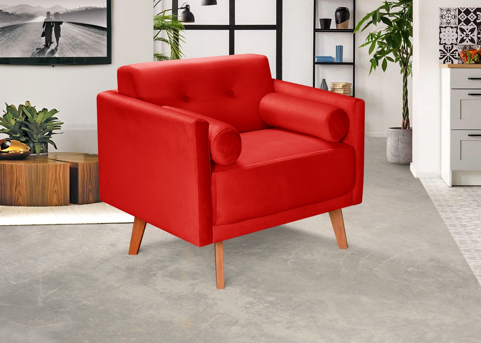 Poltrona Luma - Suede Vermelho