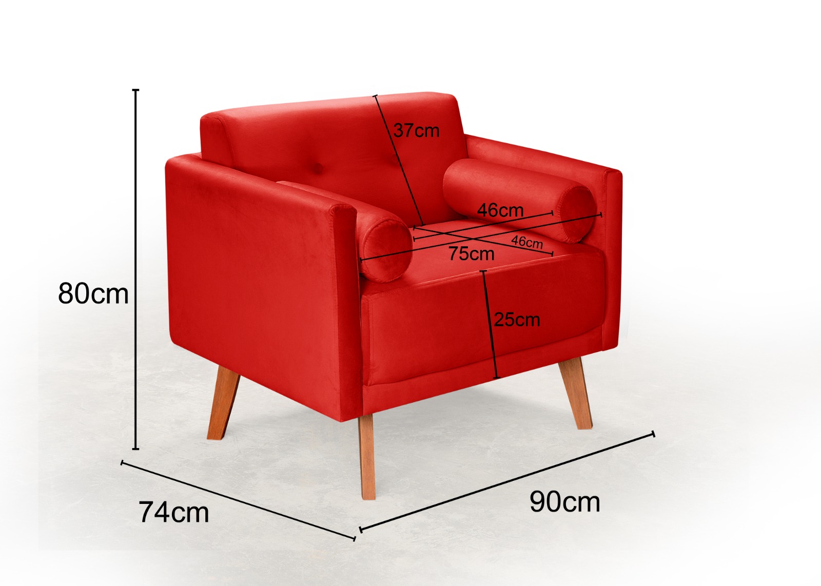 Poltrona Luma - Suede Vermelho