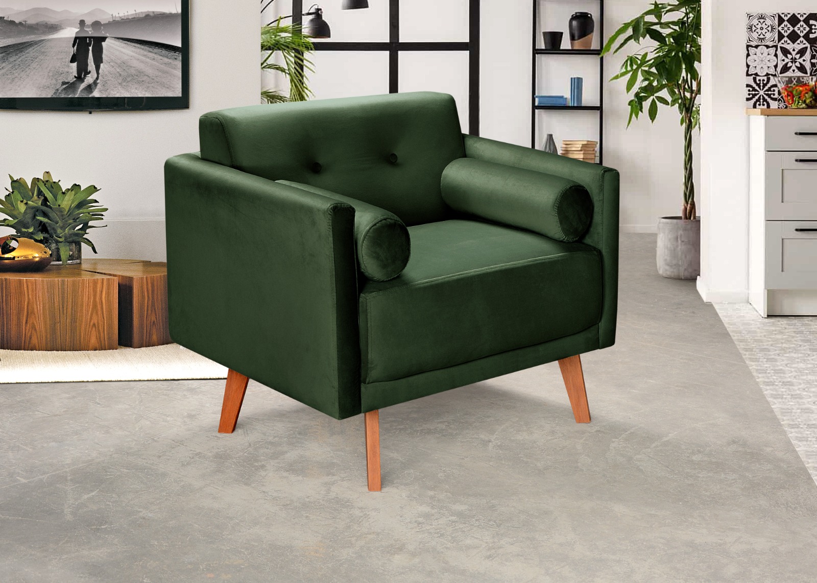 Poltrona Luma - Veludo Verde