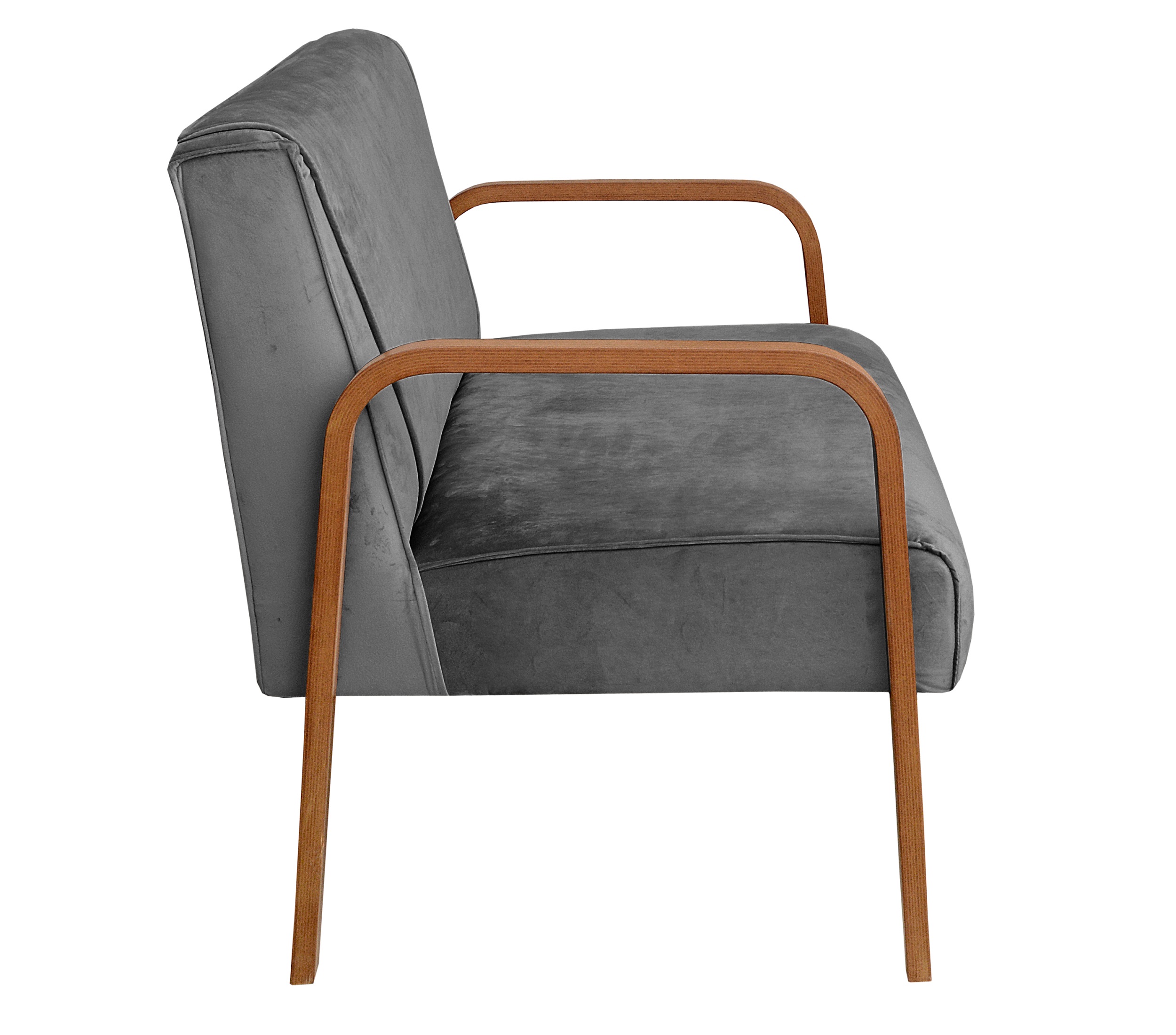Poltrona Namoradeira 2 Lugares Anita - Suede Cinza